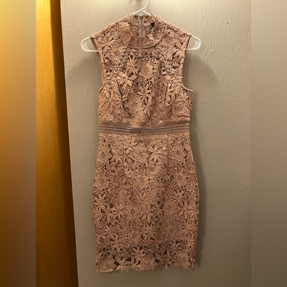 Bardot muted pink lace dress- US XS, 4